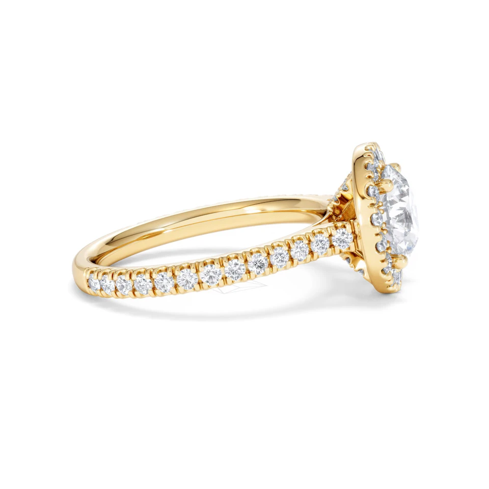 2.30ct Reina Lab Diamond Halo Engagement Ring in 18K Gold F/VS1