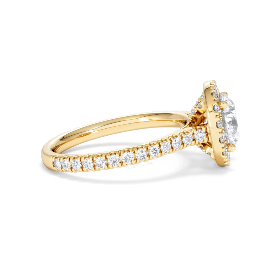 2.30ct Reina Lab Diamond Halo Engagement Ring in 18K Gold F/VS1