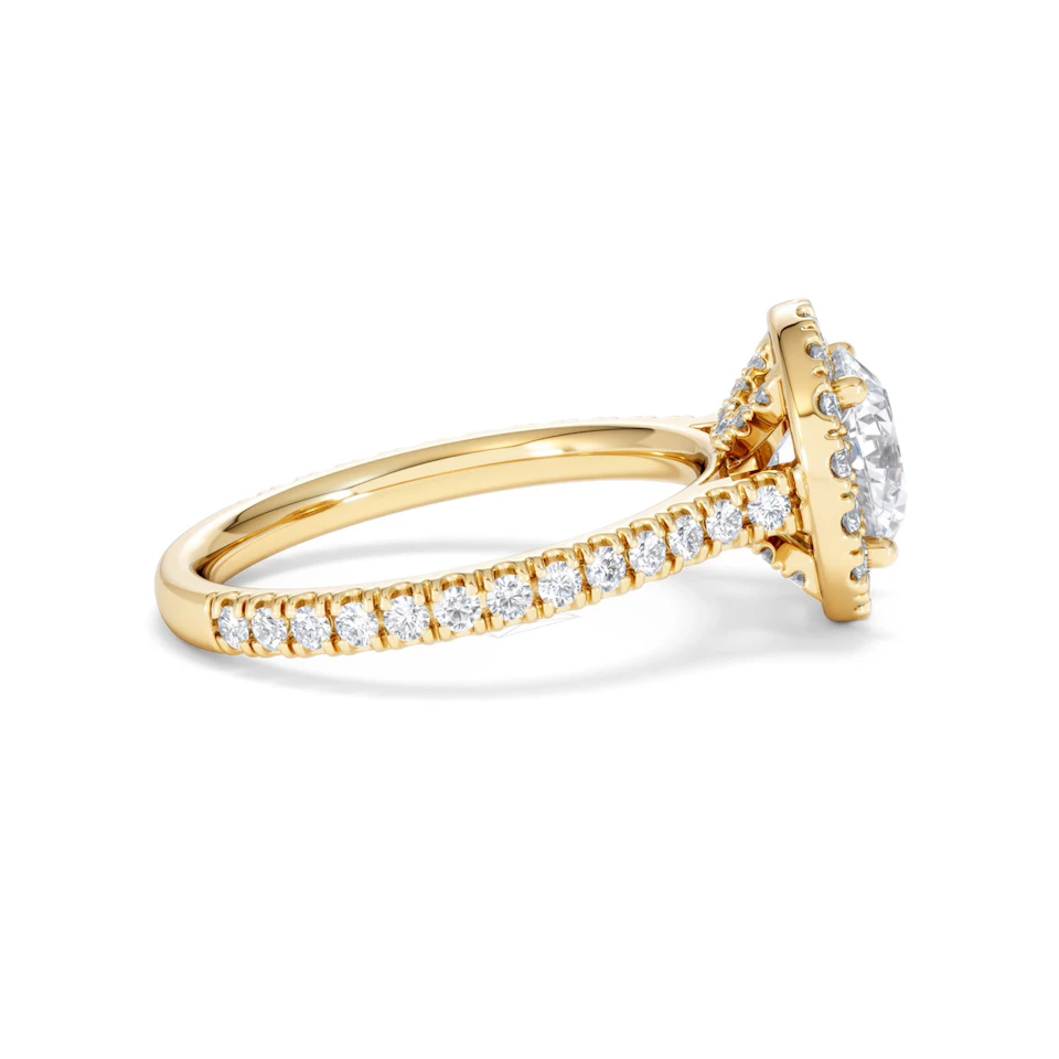 2.30ct Reina Lab Diamond Halo Engagement Ring in 18K Gold F/VS1