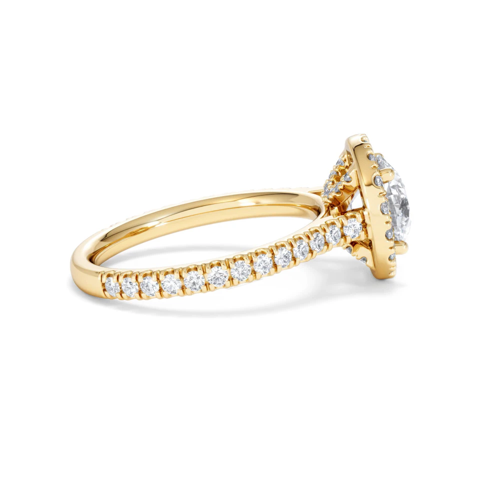 2.30ct Reina Lab Diamond Halo Engagement Ring in 18K Gold F/VS1