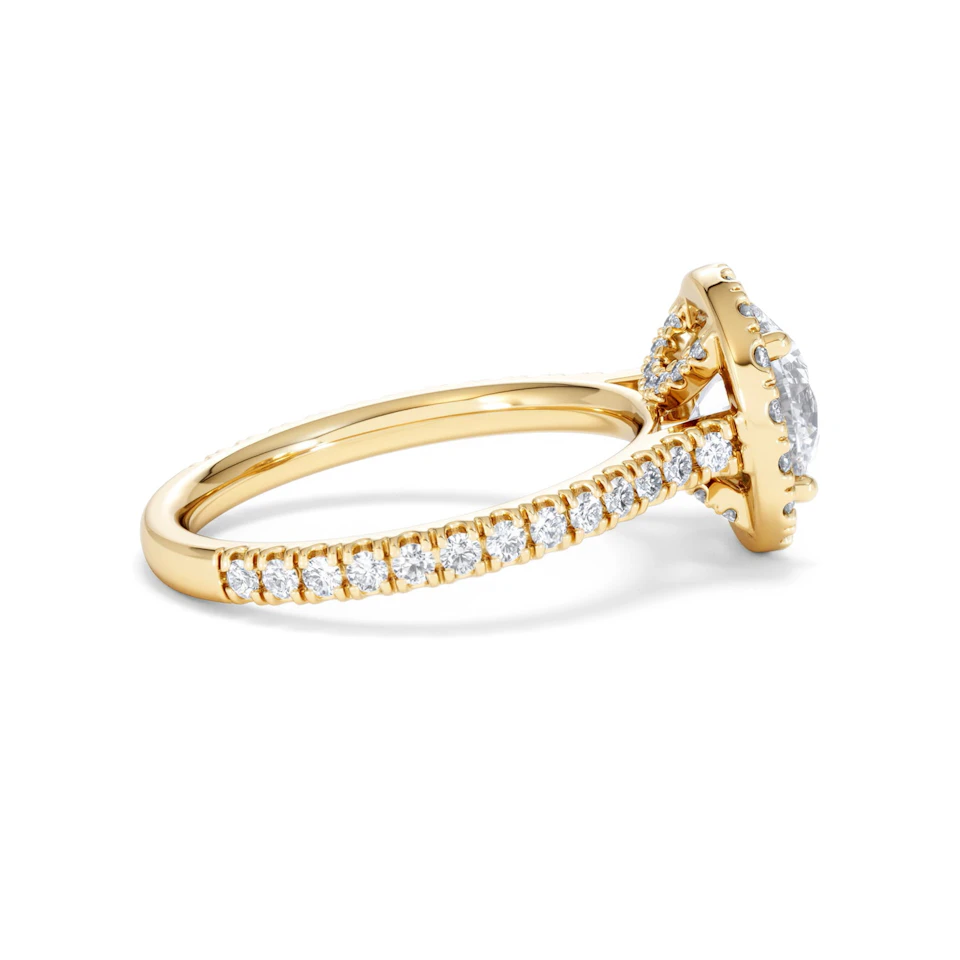 2.30ct Reina Lab Diamond Halo Engagement Ring in 18K Gold F/VS1