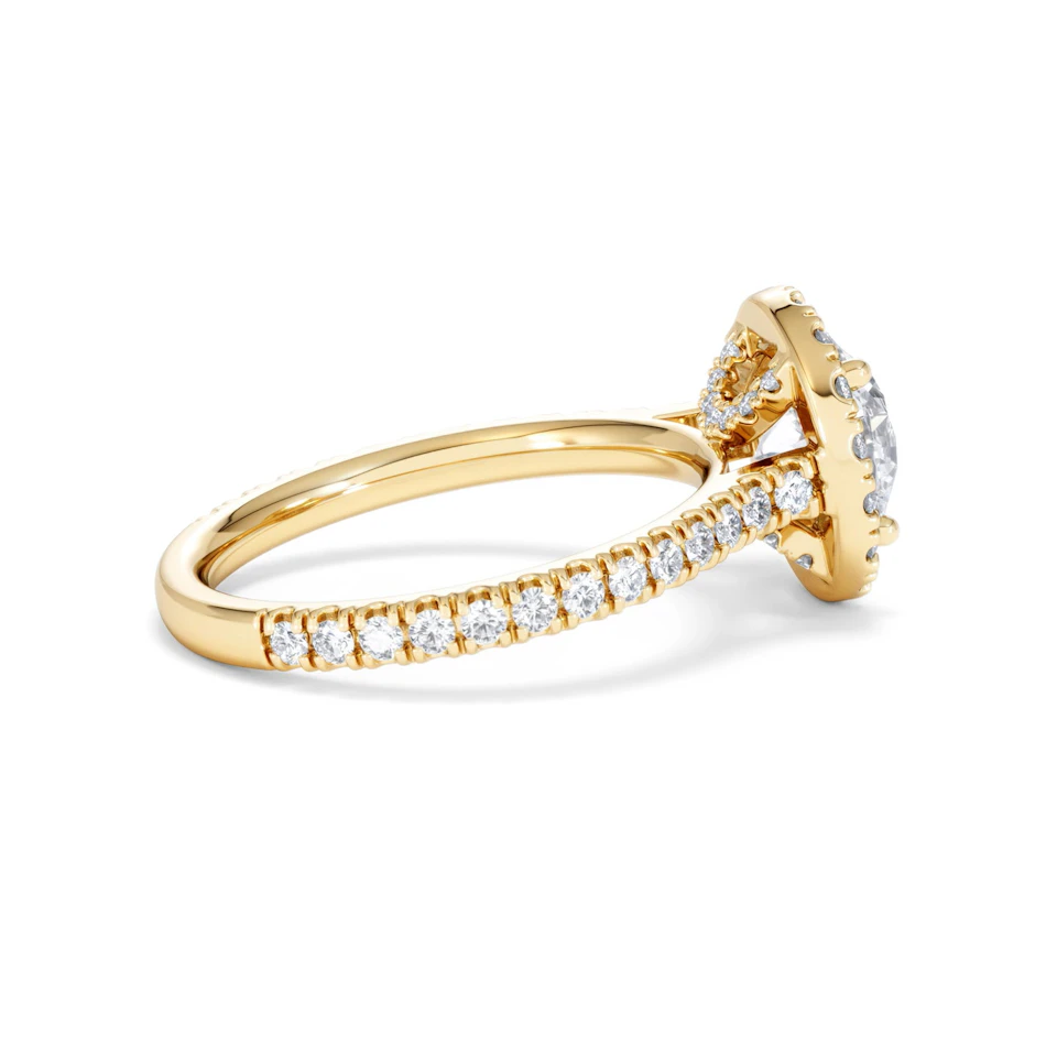 2.30ct Reina Lab Diamond Halo Engagement Ring in 18K Gold F/VS1