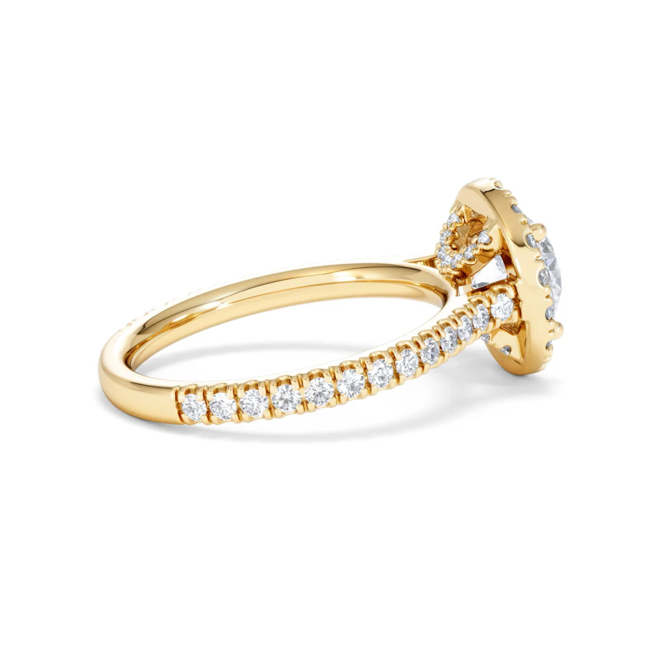 2.30ct Reina Lab Diamond Halo Engagement Ring in 18K Gold F/VS1