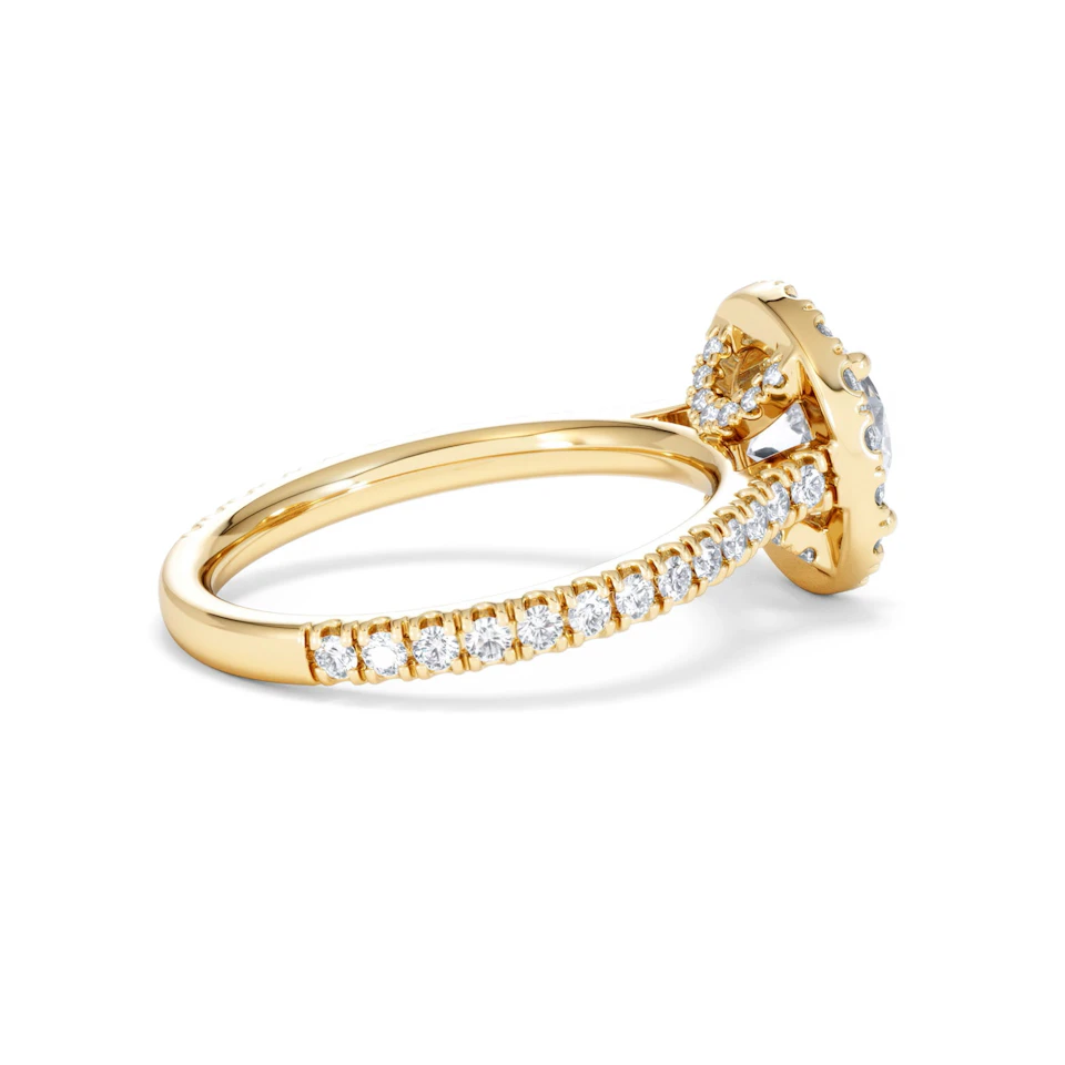 2.30ct Reina Lab Diamond Halo Engagement Ring in 18K Gold F/VS1