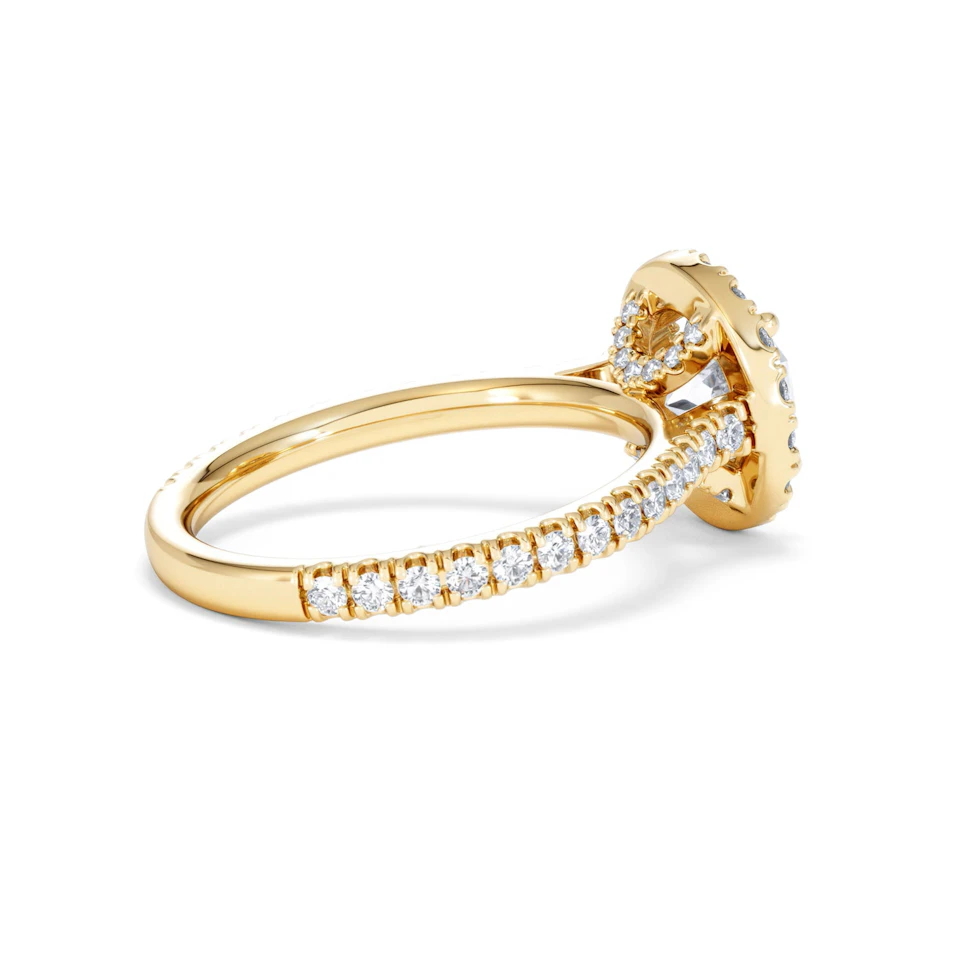 2.30ct Reina Lab Diamond Halo Engagement Ring in 18K Gold F/VS1