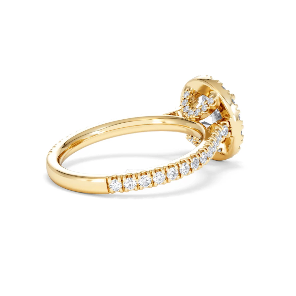 2.30ct Reina Lab Diamond Halo Engagement Ring in 18K Gold F/VS1