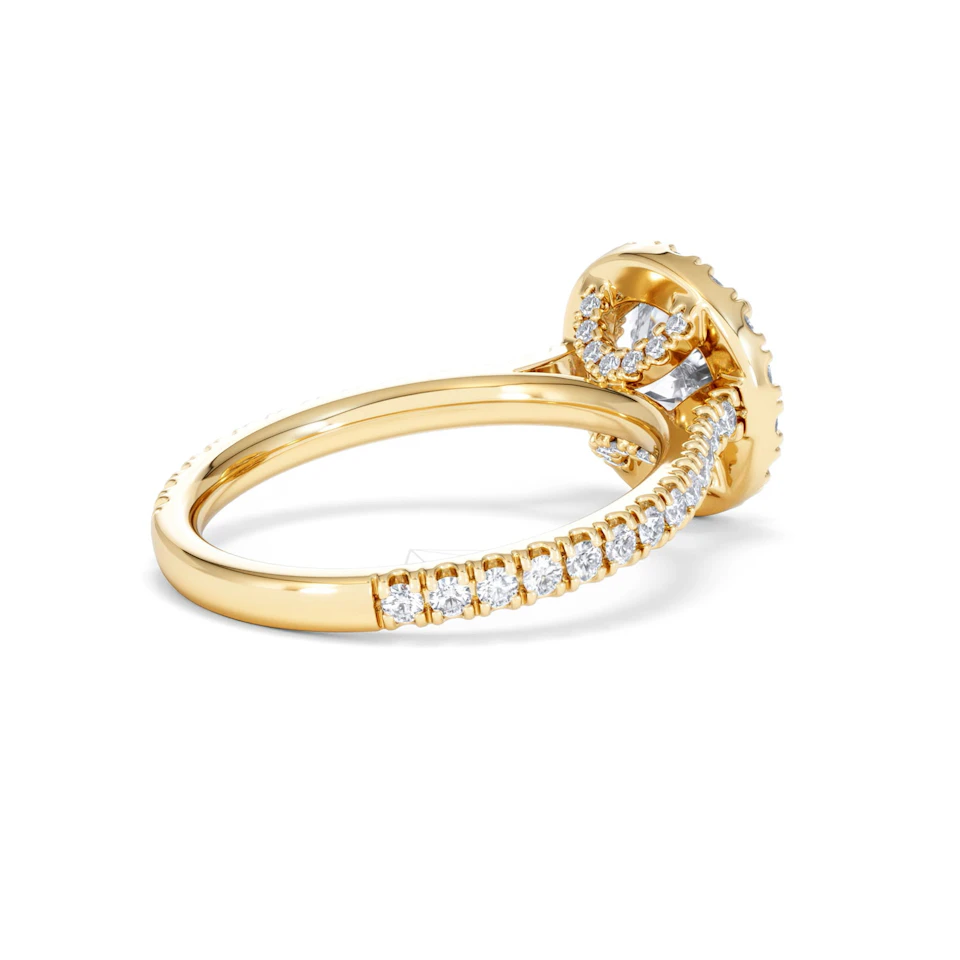 2.30ct Reina Lab Diamond Halo Engagement Ring in 18K Gold F/VS1