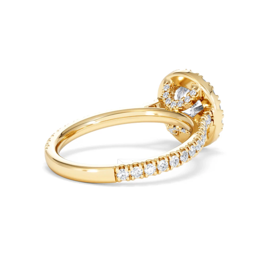 2.30ct Reina Lab Diamond Halo Engagement Ring in 18K Gold F/VS1