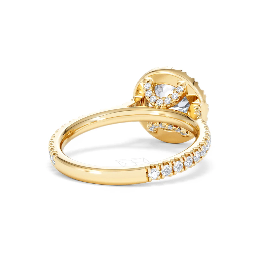 2.30ct Reina Lab Diamond Halo Engagement Ring in 18K Gold F/VS1
