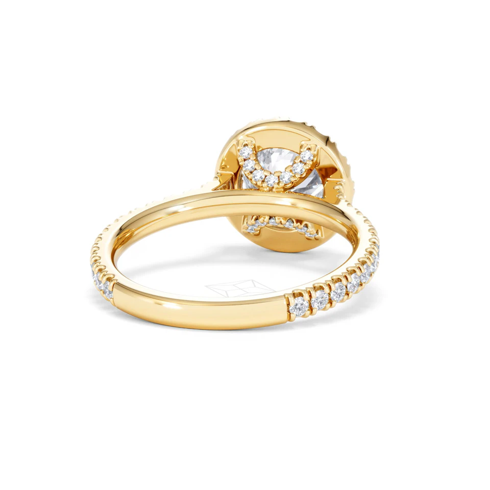 2.30ct Reina Lab Diamond Halo Engagement Ring in 18K Gold F/VS1