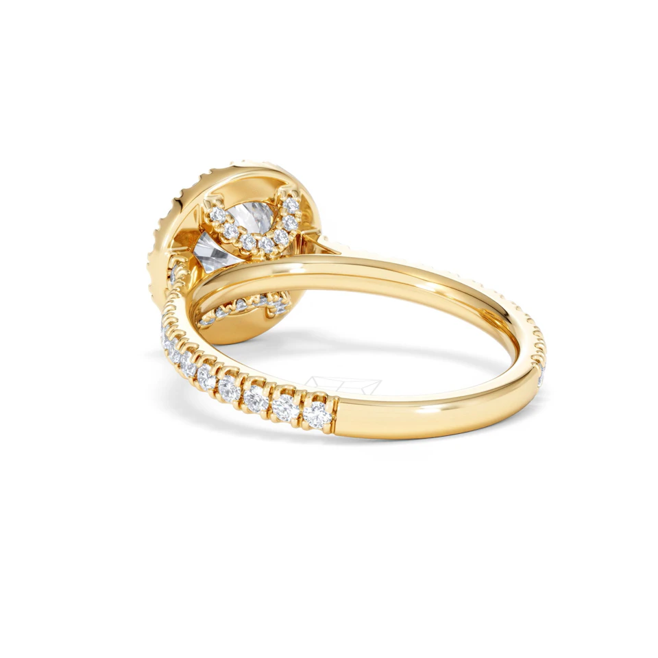 2.30ct Reina Lab Diamond Halo Engagement Ring in 18K Gold F/VS1