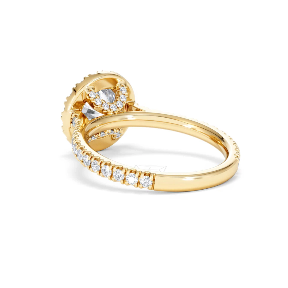 2.30ct Reina Lab Diamond Halo Engagement Ring in 18K Gold F/VS1