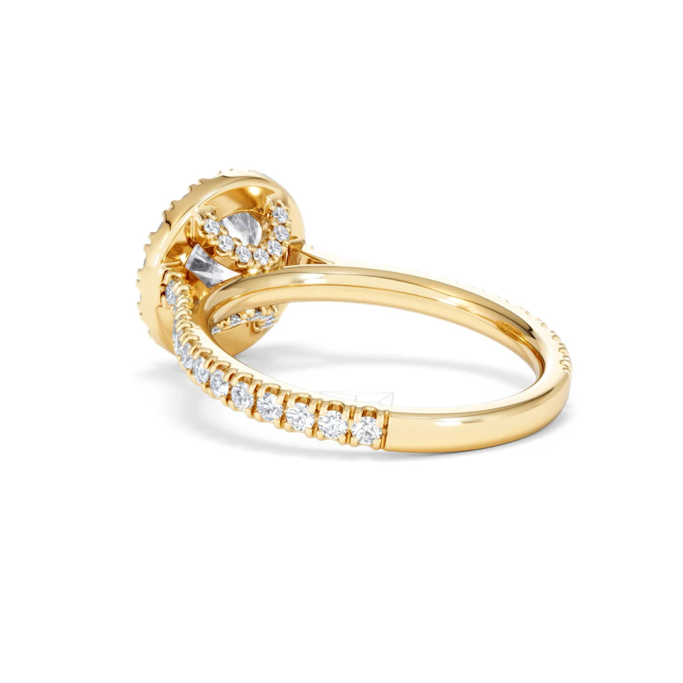2.30ct Reina Lab Diamond Halo Engagement Ring in 18K Gold F/VS1
