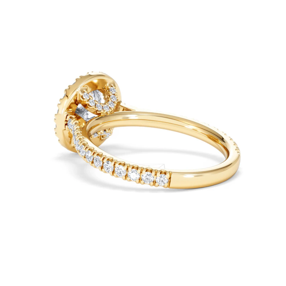 2.30ct Reina Lab Diamond Halo Engagement Ring in 18K Gold F/VS1