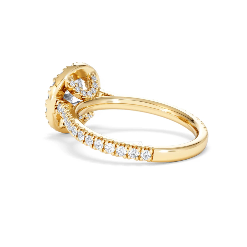 2.30ct Reina Lab Diamond Halo Engagement Ring in 18K Gold F/VS1