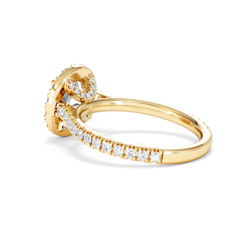 2.30ct Reina Lab Diamond Halo Engagement Ring in 18K Gold F/VS1