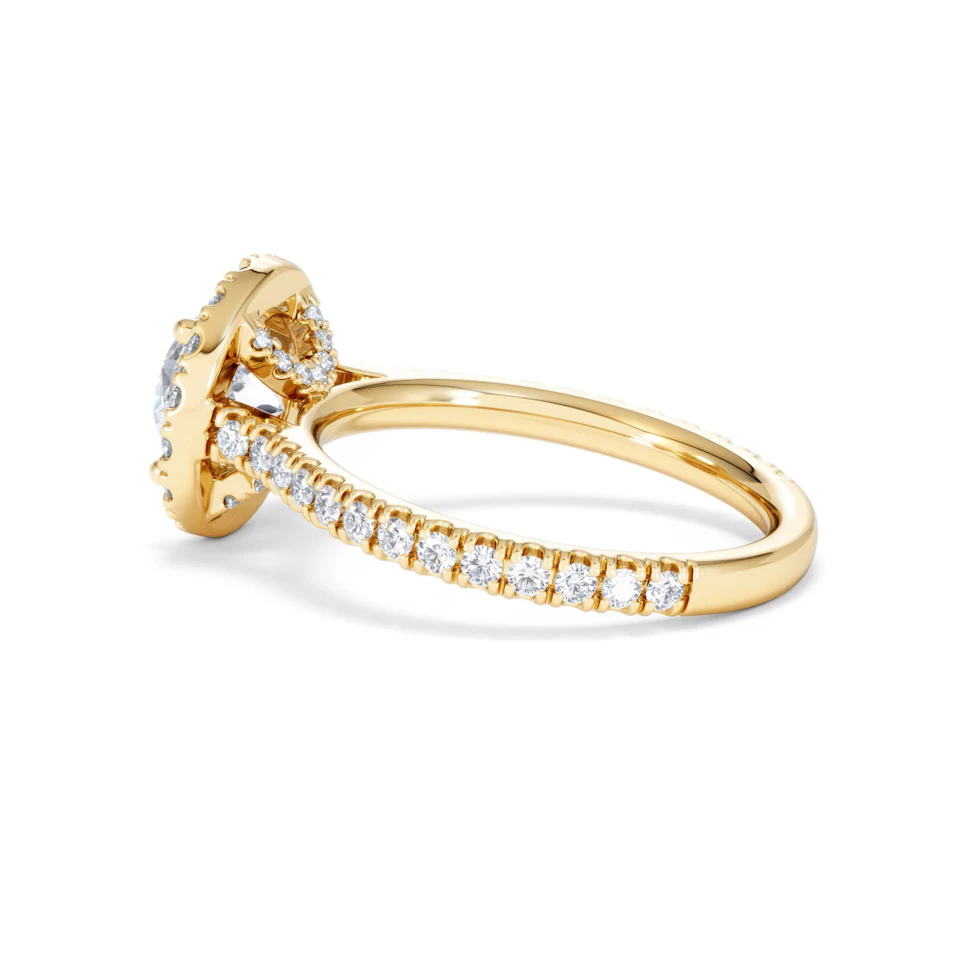 2.30ct Reina Lab Diamond Halo Engagement Ring in 18K Gold F/VS1