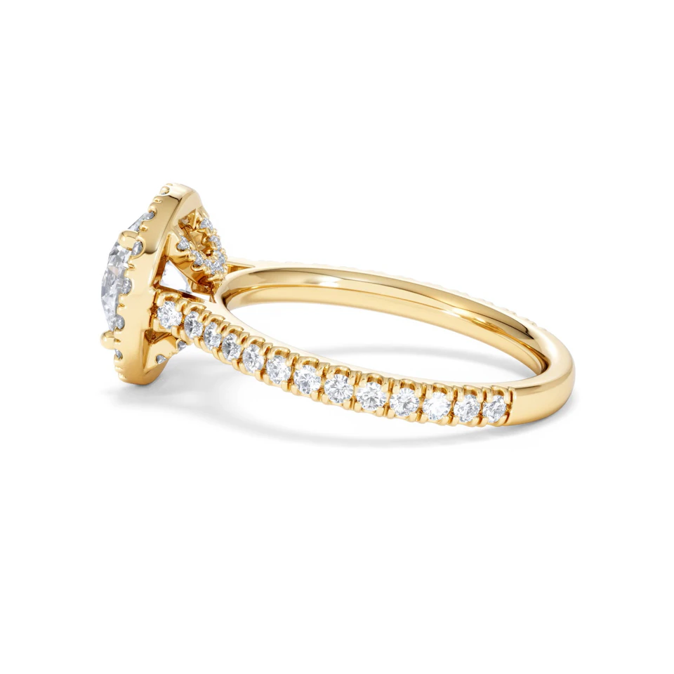 2.30ct Reina Lab Diamond Halo Engagement Ring in 18K Gold F/VS1