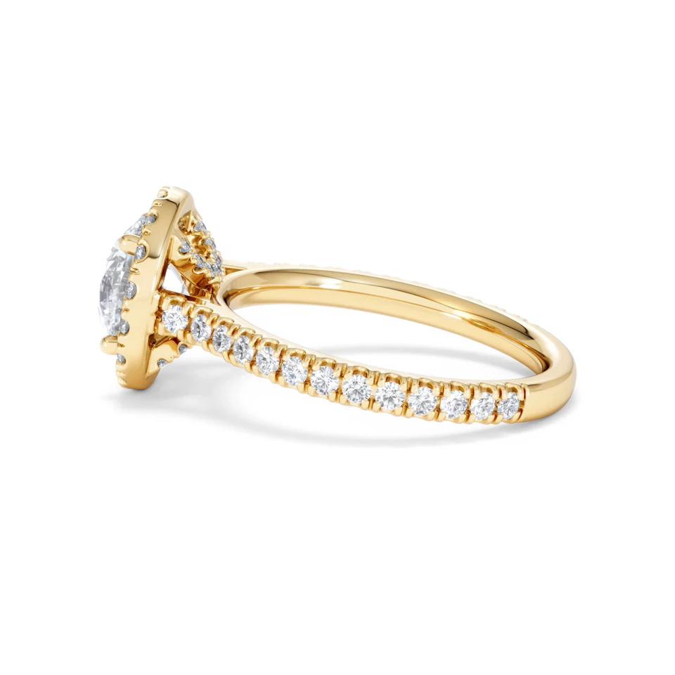 2.30ct Reina Lab Diamond Halo Engagement Ring in 18K Gold F/VS1