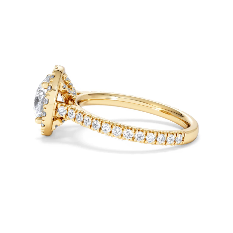2.30ct Reina Lab Diamond Halo Engagement Ring in 18K Gold F/VS1