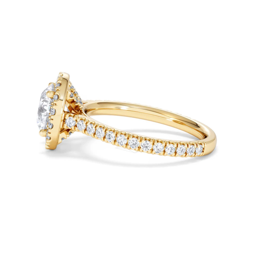 2.30ct Reina Lab Diamond Halo Engagement Ring in 18K Gold F/VS1