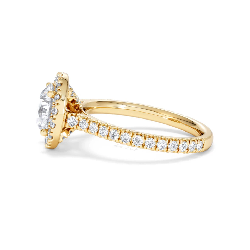 2.30ct Reina Lab Diamond Halo Engagement Ring in 18K Gold F/VS1