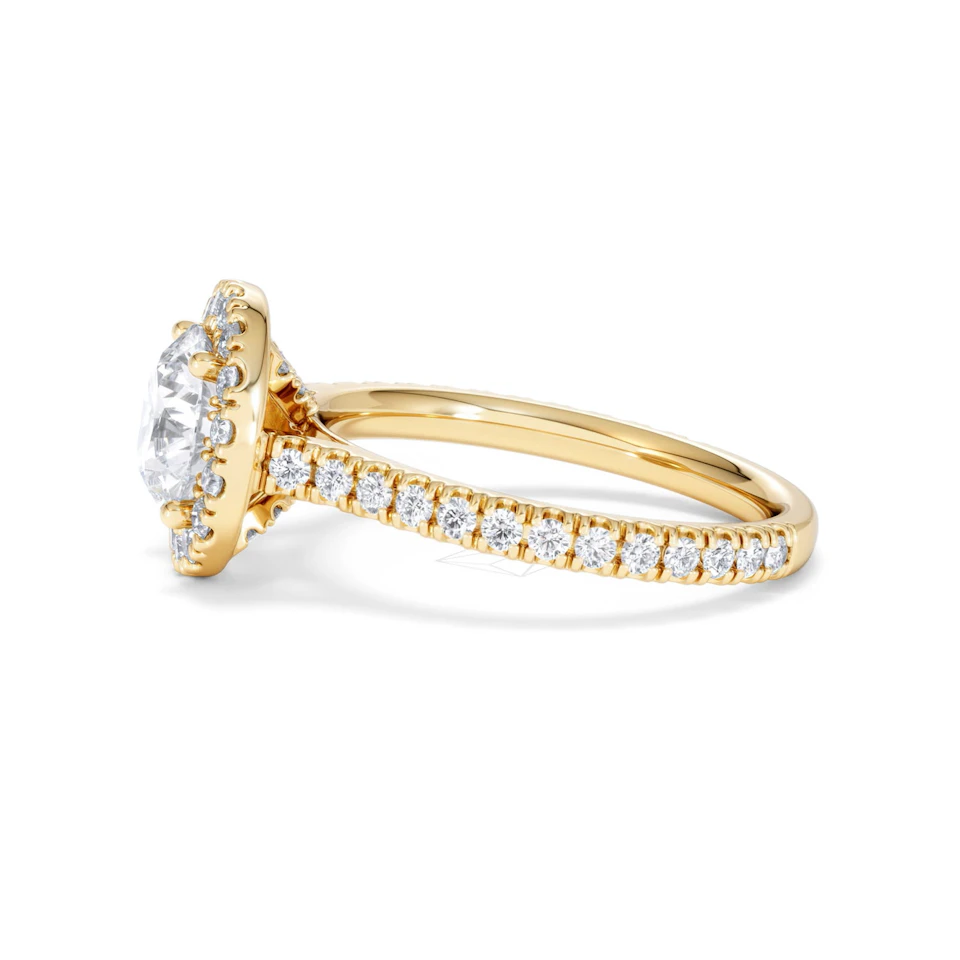 2.30ct Reina Lab Diamond Halo Engagement Ring in 18K Gold F/VS1