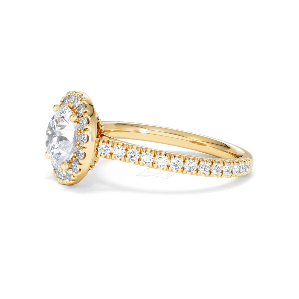 2.30ct Reina Lab Diamond Halo Engagement Ring in 18K Gold F/VS1