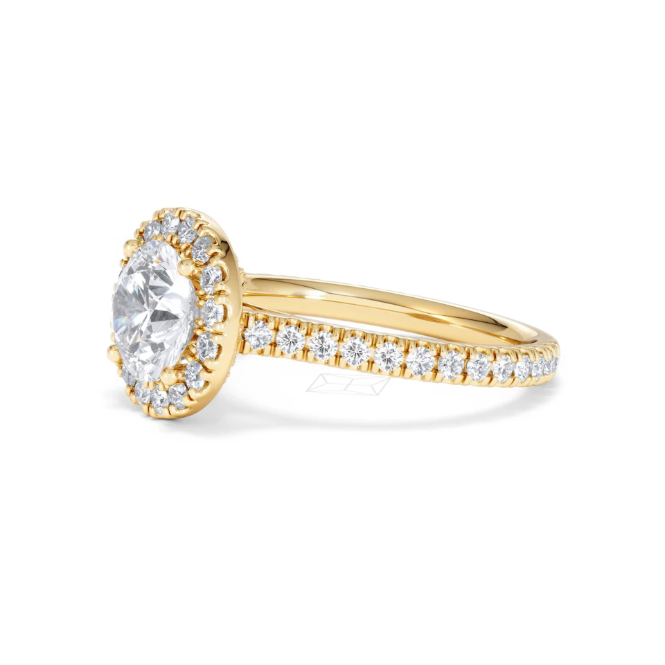 2.30ct Reina Lab Diamond Halo Engagement Ring in 18K Gold F/VS1