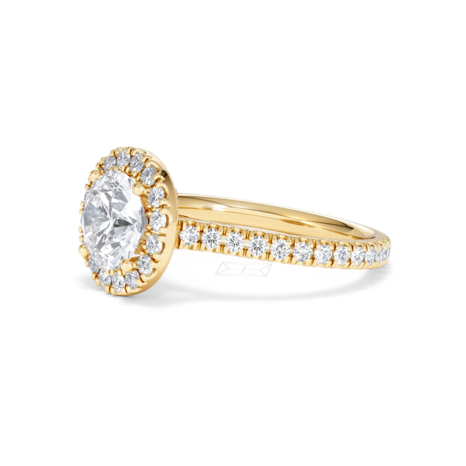 2.30ct Reina Lab Diamond Halo Engagement Ring in 18K Gold F/VS1