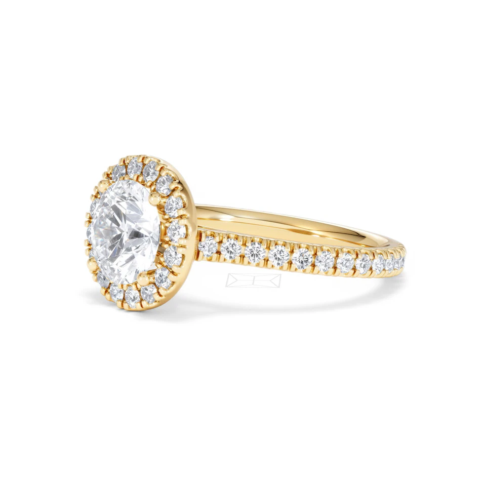 2.30ct Reina Lab Diamond Halo Engagement Ring in 18K Gold F/VS1