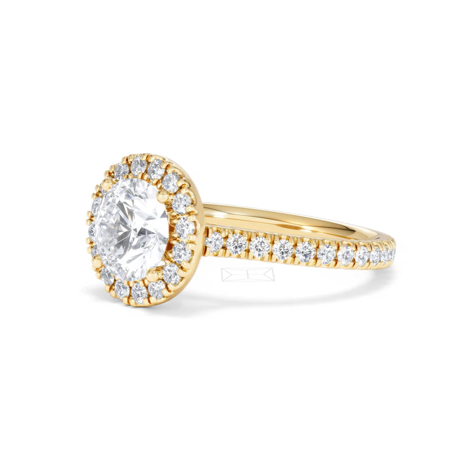 2.30ct Reina Lab Diamond Halo Engagement Ring in 18K Gold F/VS1