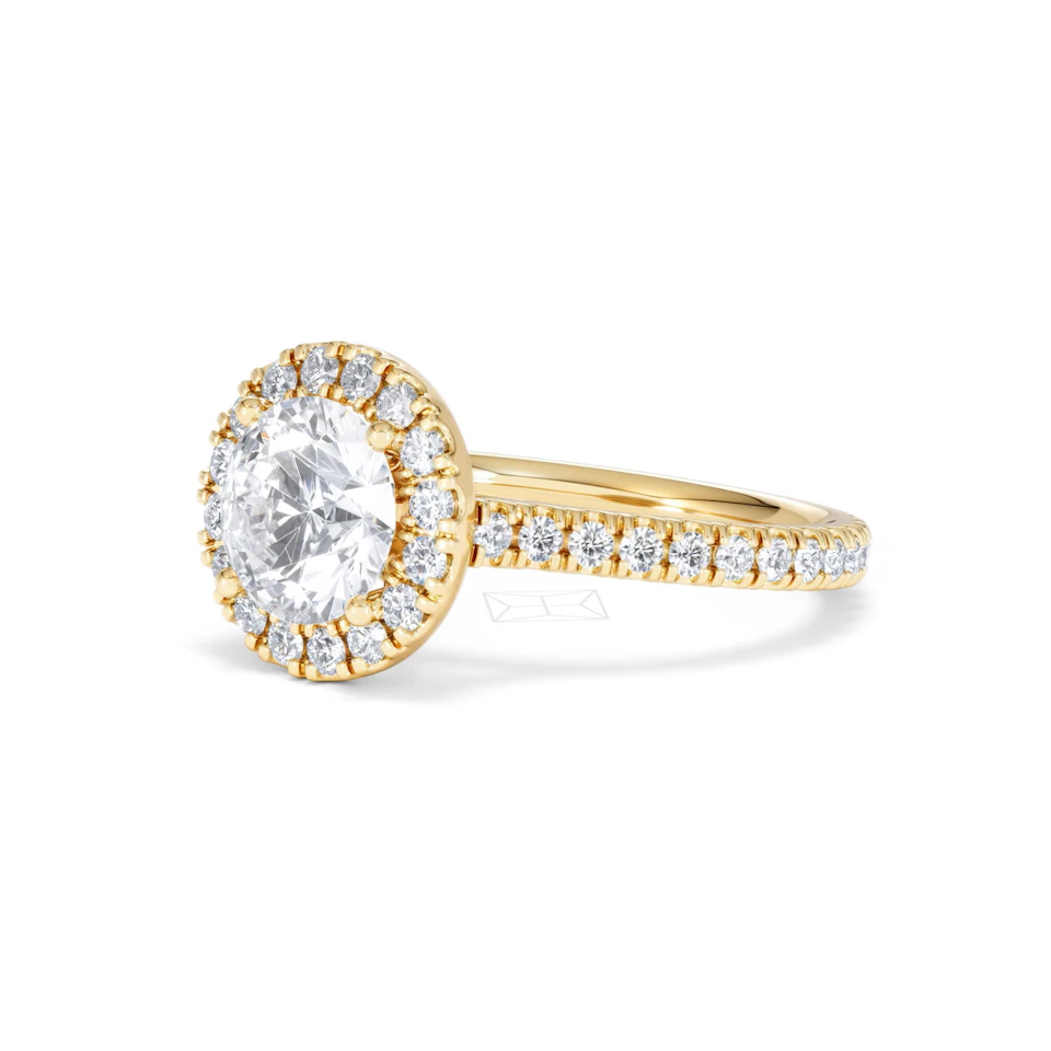 2.30ct Reina Lab Diamond Halo Engagement Ring in 18K Gold F/VS1