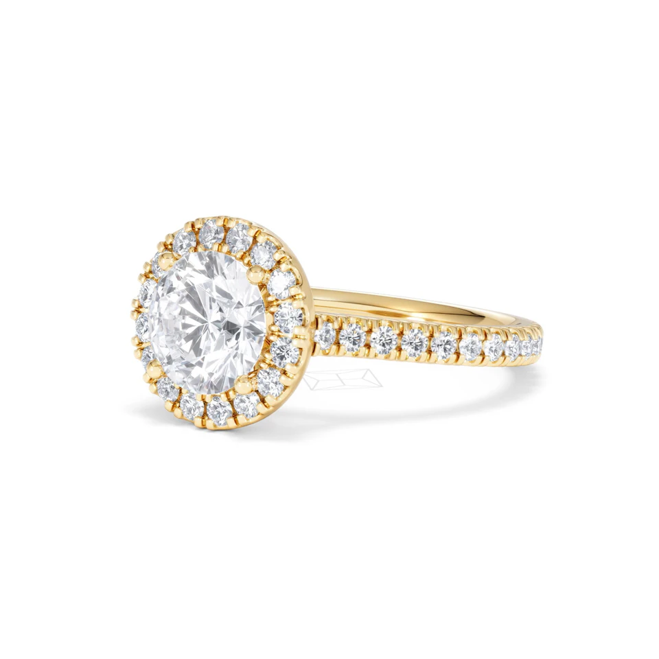 2.30ct Reina Lab Diamond Halo Engagement Ring in 18K Gold F/VS1