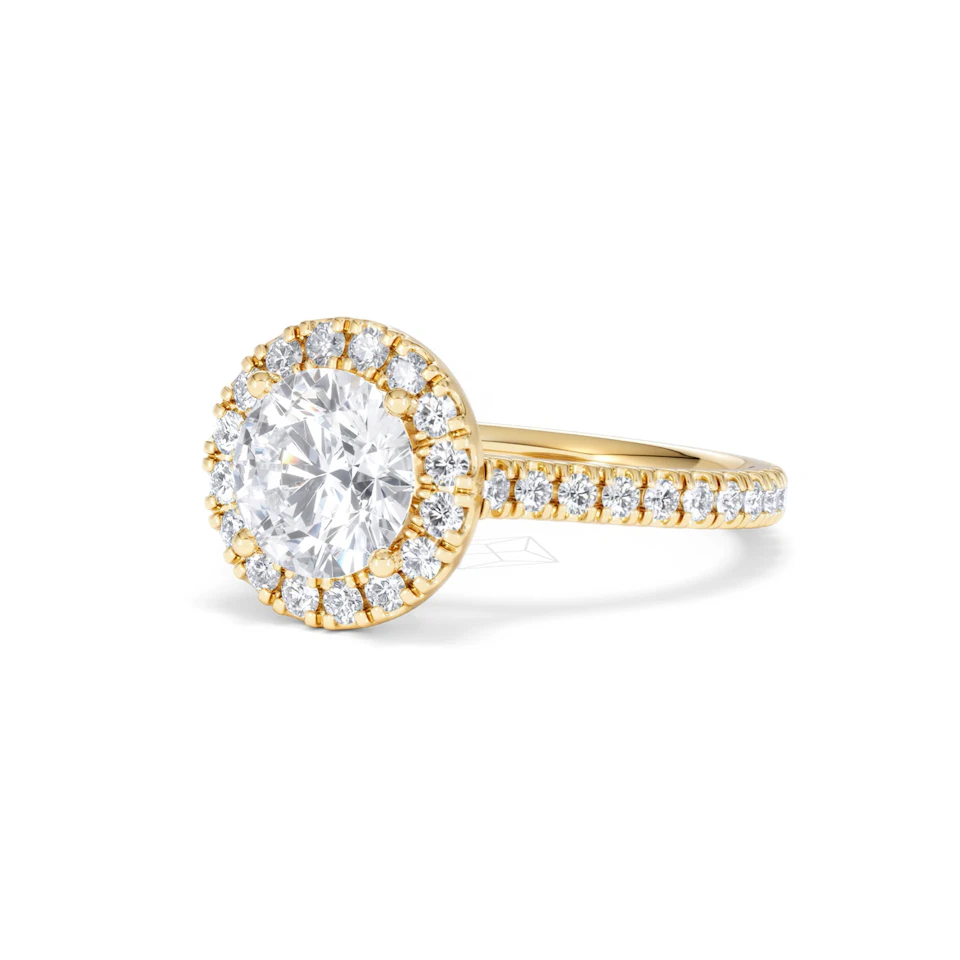 2.30ct Reina Lab Diamond Halo Engagement Ring in 18K Gold F/VS1