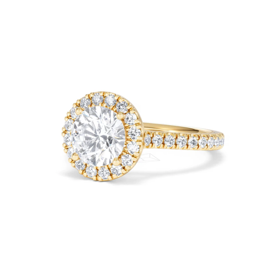 2.30ct Reina Lab Diamond Halo Engagement Ring in 18K Gold F/VS1