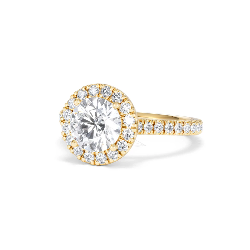 2.30ct Reina Lab Diamond Halo Engagement Ring in 18K Gold F/VS1