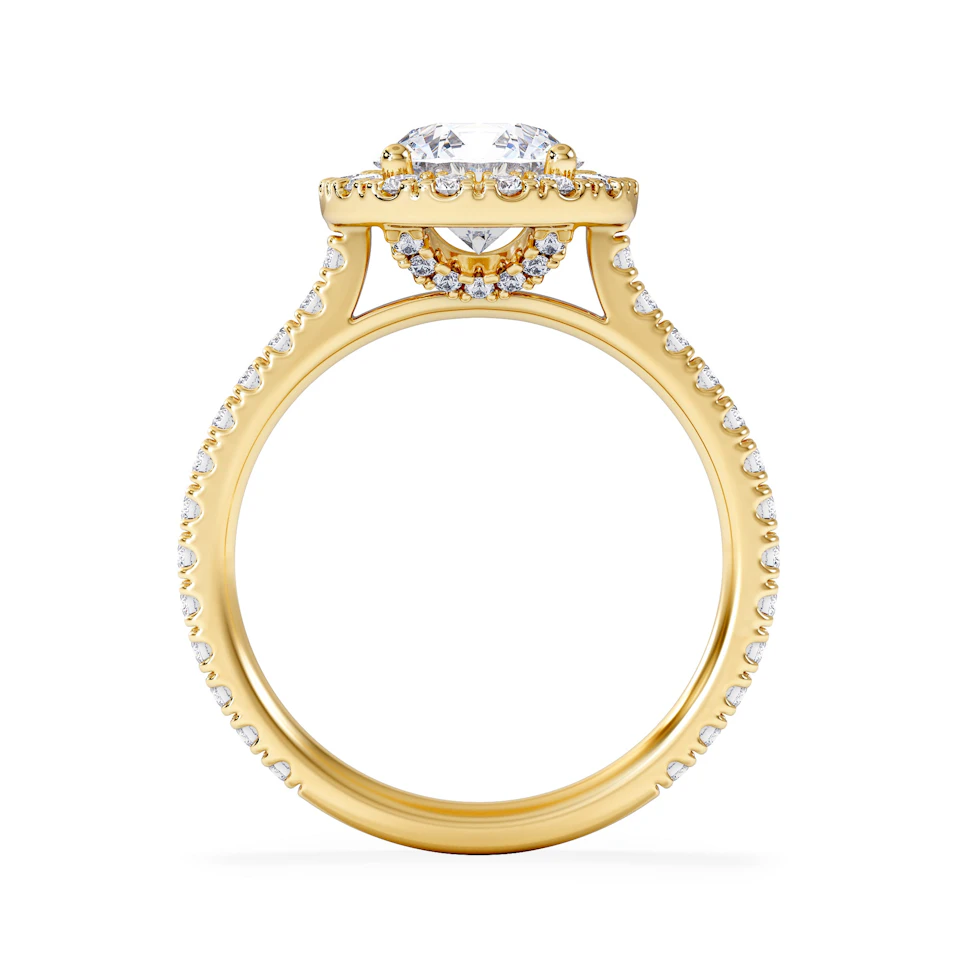 2.30ct Reina Lab Diamond Halo Engagement Ring in 18K Gold F/VS1