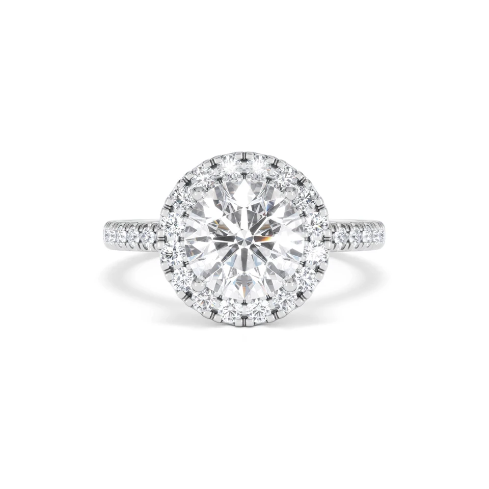 2.80ct Reina Lab Diamond Halo Engagement Ring in Platinum F/VS1