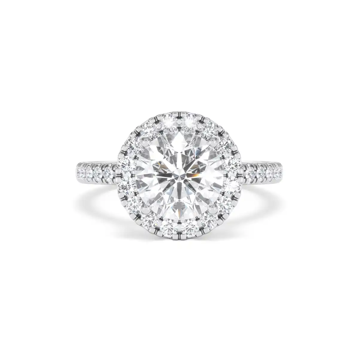 2.80ct Reina Lab Diamond Halo Engagement Ring in 18K White Gold F/VS1