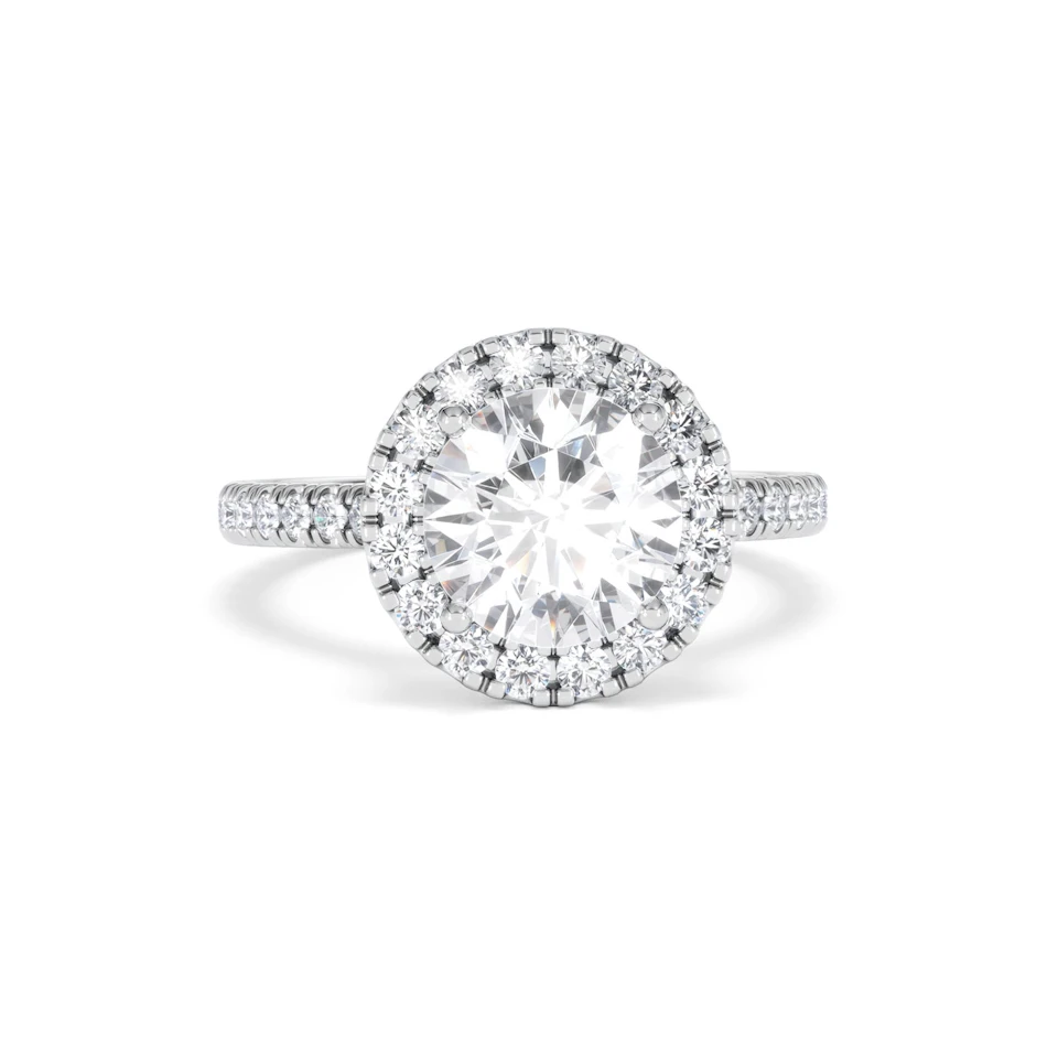 2.80ct Reina Lab Diamond Halo Engagement Ring in Platinum F/VS1