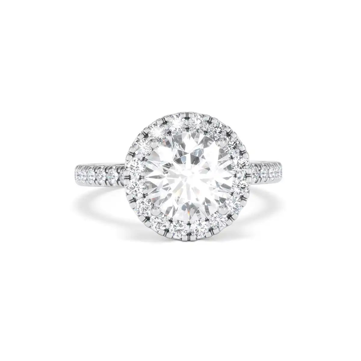 2.80ct Reina Lab Diamond Halo Engagement Ring in 18K White Gold F/VS1