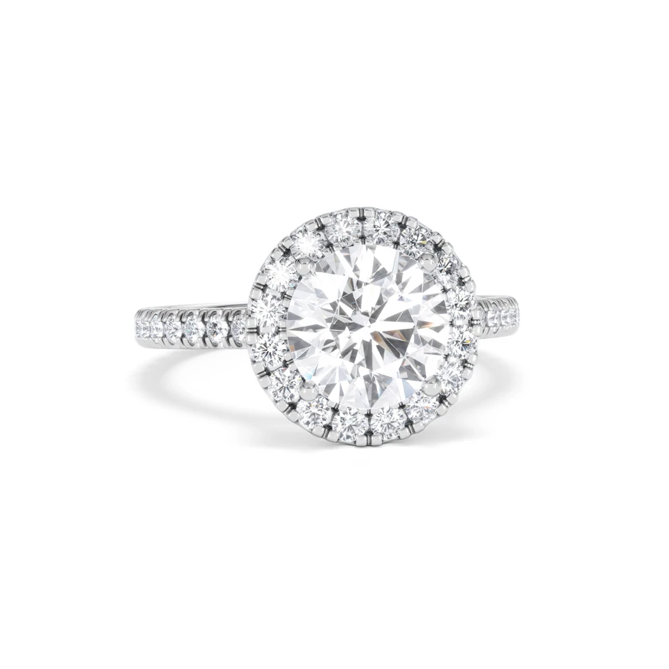 2.80ct Reina Lab Diamond Halo Engagement Ring in Platinum F/VS1