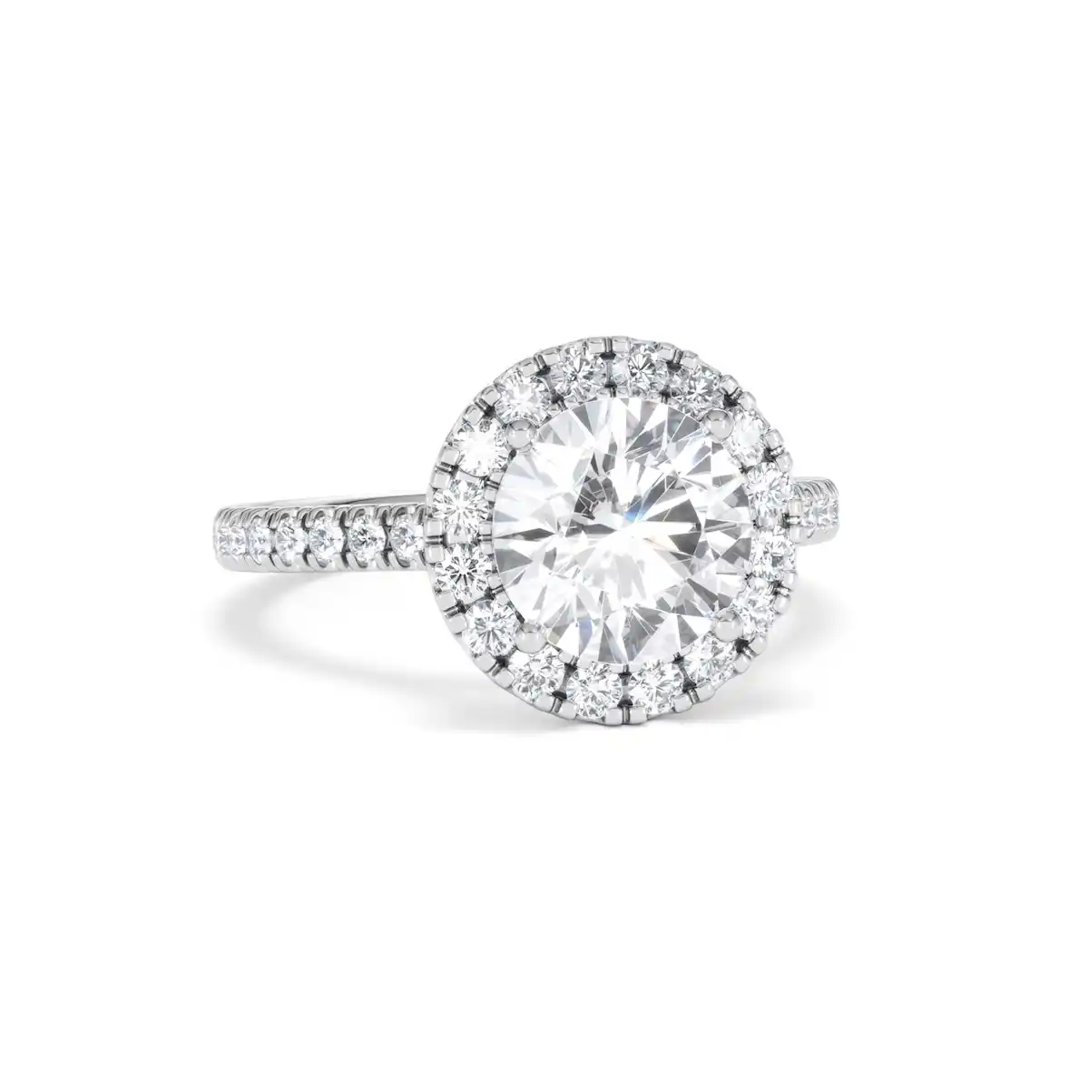 2.80ct Reina Lab Diamond Halo Engagement Ring in 18K White Gold F/VS1