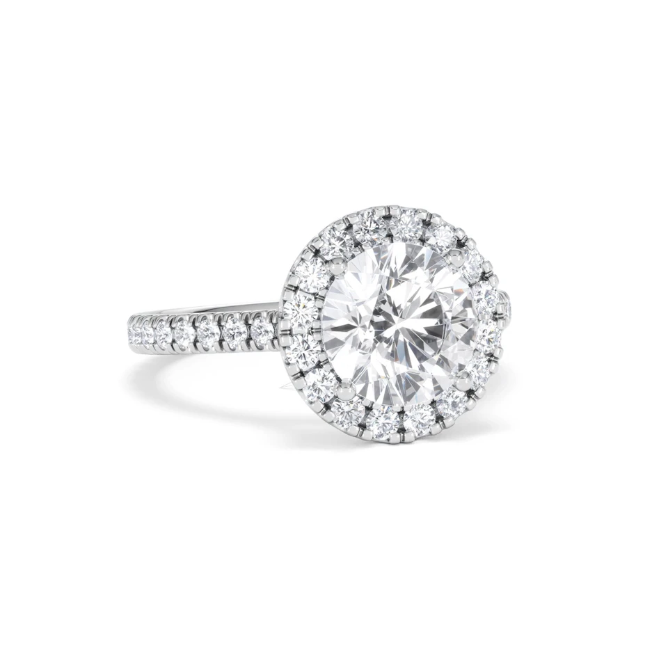 2.80ct Reina Lab Diamond Halo Engagement Ring in 18K White Gold F/VS1