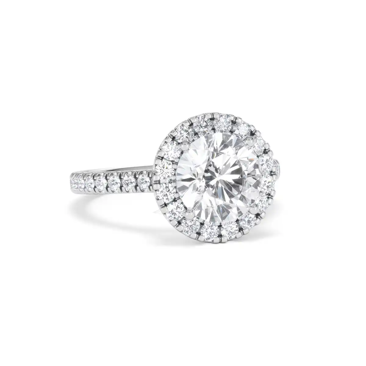 2.80ct Reina Lab Diamond Halo Engagement Ring in 18K White Gold F/VS1