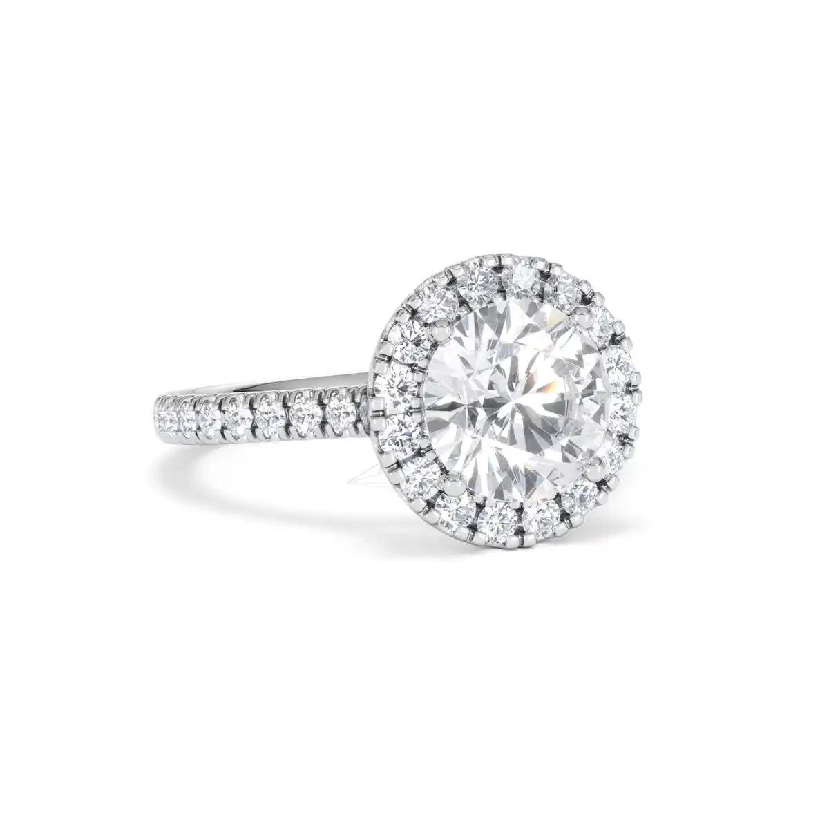 2.80ct Reina Lab Diamond Halo Engagement Ring in 18K White Gold F/VS1