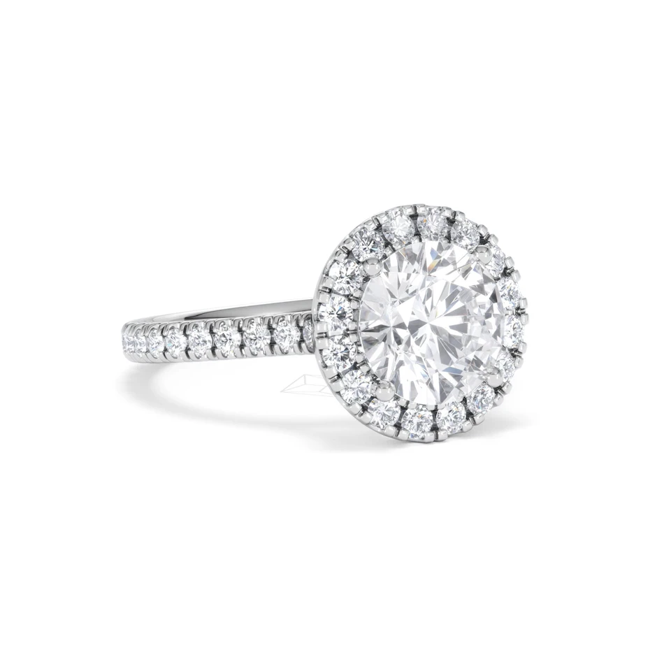2.80ct Reina Lab Diamond Halo Engagement Ring in Platinum F/VS1