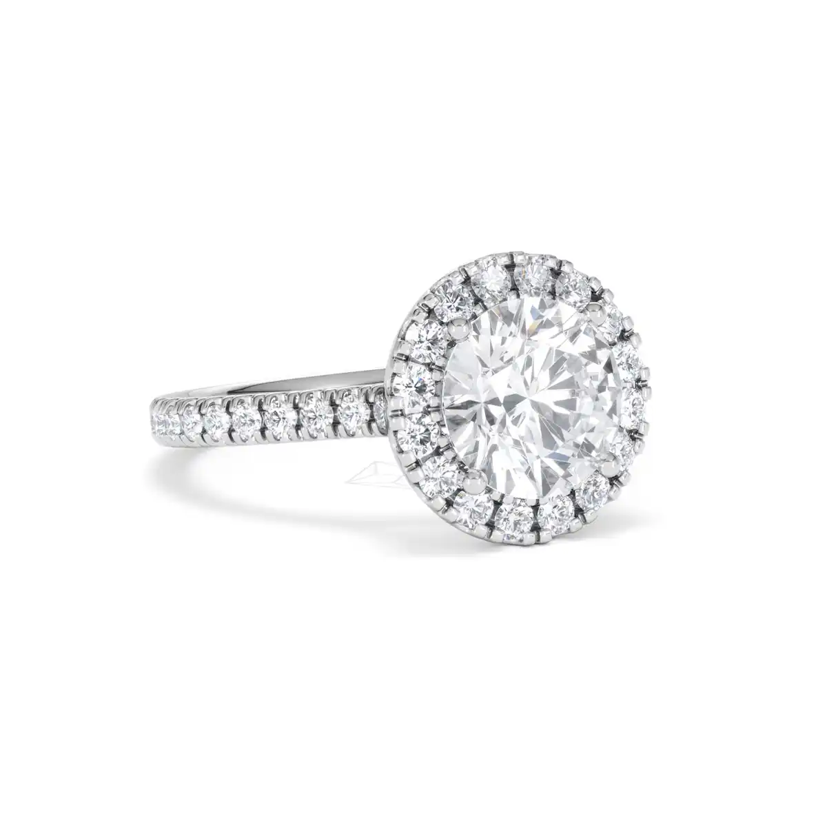 2.80ct Reina Lab Diamond Halo Engagement Ring in 18K White Gold F/VS1