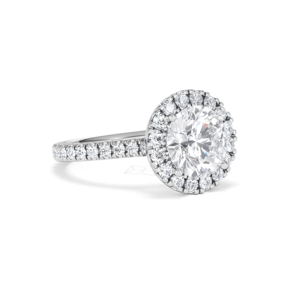 2.80ct Reina Lab Diamond Halo Engagement Ring in 18K White Gold F/VS1